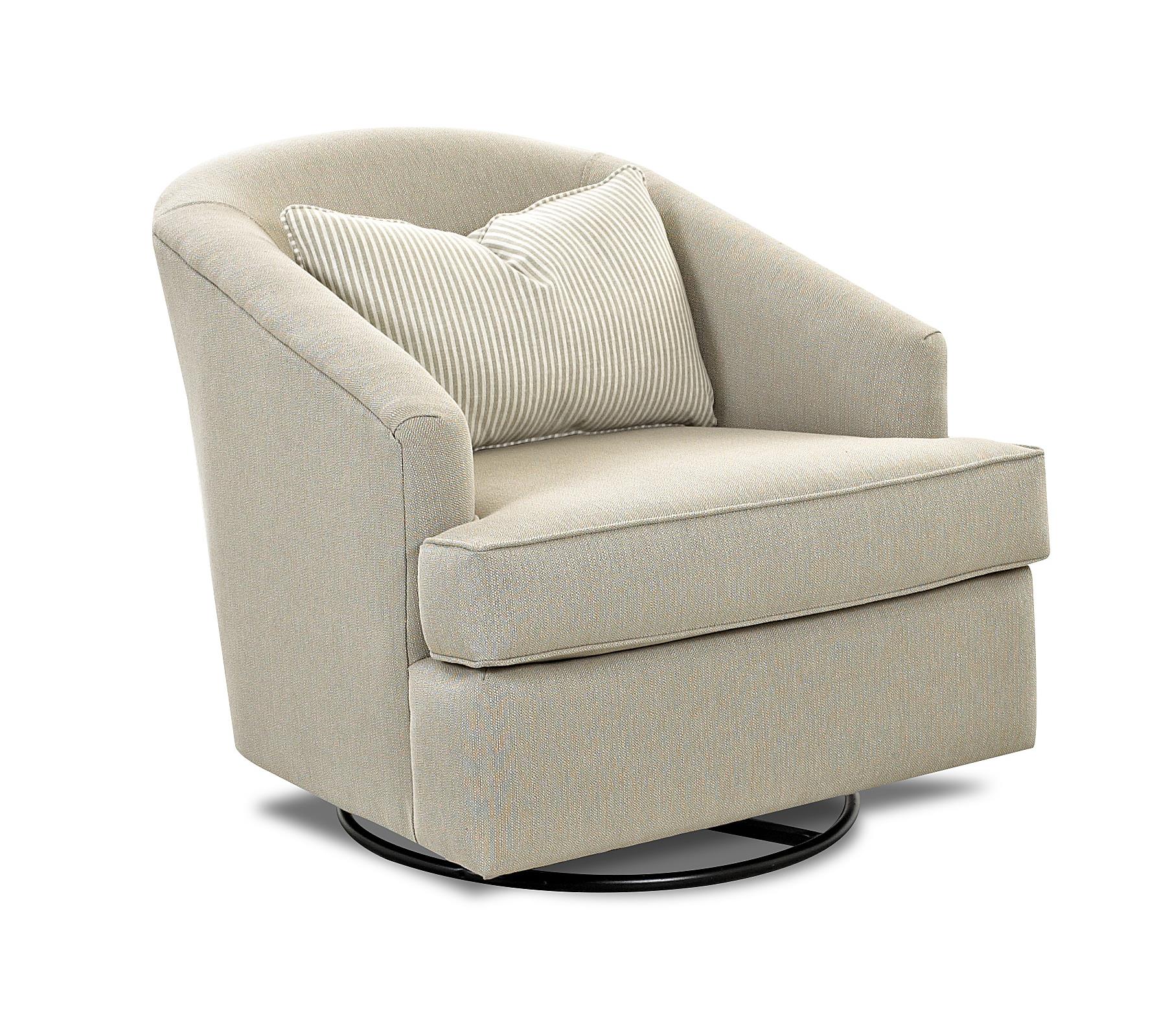Klaussner Chairs and Accents Devon Swivel Glide Chair with Pillow